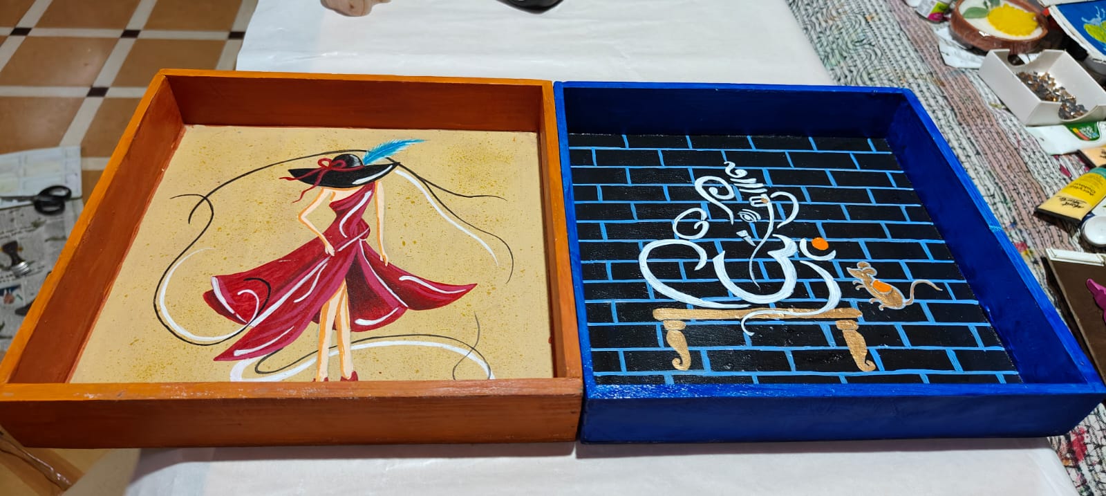 Painting On Wooden Tray